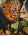 Mujer con un ramo contemporáneo Marc Chagall